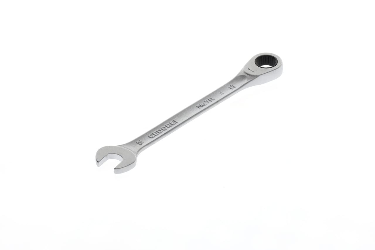 GEDORE Open-ended spanner with ring ratchet, AF 12 mm, Flat, Bi-hex, UD profile, Spanner, 7 R 12