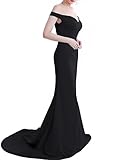 Wemarry Off the Shoulder Mermaid Evening Dress Long for Women Formal Gown Black Size 4