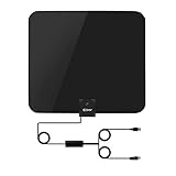 Esky HG-906 Indoor Amplified HD TV Antenna | 50 Mile Range Signal Amplifier with 10ft Cable - Black