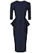 MUXXN Womens 50s 3/4 Sleeve Peplum Pencil Dress(M,Blue)