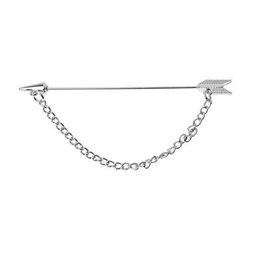 BYNNIX Men Arrow with Long Chain Tuxedo Lapel Pin Brooch Boutonniere for Suits Corsage