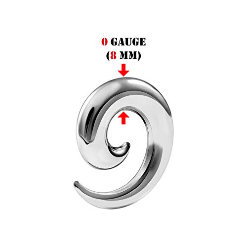BIG GAUGES Pair of Surgical Steel 0g Gauge 8mm Taper Spiral Expander Hollow Piercing Jewelry Stretcher Ear Earring Plugs BG2778