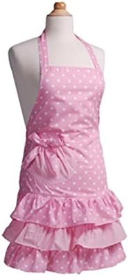 Payviva 100% Cotton Fabric Material Three Tiered Ruffles With a Big Bow on the Pocket Kitchen kids Apron Pink Dots Color (Child)