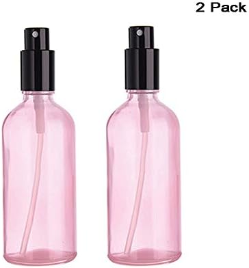 Pink Empty Glass Spray Bottles,Superior Grade Empty Lotion Pump Bottle, DIY Glass Spray Bottle,Cosmetic Storage (100ML 2Pcs, Spray Bottle)