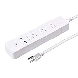 WiFi Smart Power Strip For Alexa, JolyJoy WiFi Surge Protector For Echo/Dot/Google Home/Mini, Voice Control And App Wireless Remote Control Each Outlet Plug & USB Port, 125V, 15A, 1875W (White)