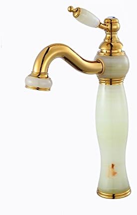 Amy Single Handle Single Hole 13 Inches Jade Stone Bowlder Bothroom Sink Faucet Basin Mixer Taps Plating Gold AMWH2610