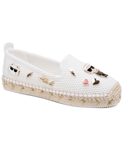 KARL LAGERFELD Women's Michaela Slip on Espadrille Sandal with Pins, BRIGHT WHI…