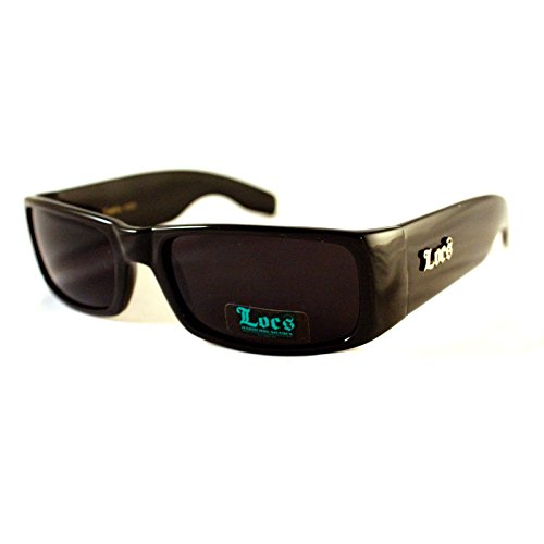 Locs All Black Cholo Biker Extra Narrow Lens Rectangular Thick Arm Sunglasses