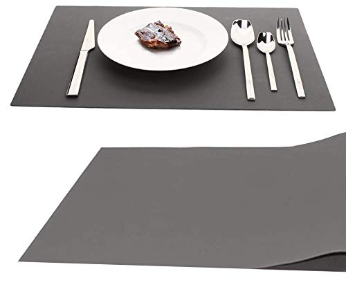 Silicone Place Mats Table Placemats, Extra Large, Non Slip, Heat Resistant,Thick, Nonstick Pastry Mats Countertop Worktops Protection, for Kitchen Dining Baby Kid, 45 × 32cm (Dark Grey, 1)