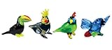 Looking Glass Miniature Collectible - Toucan / Cockatiel / Parrot / Macaw (4-Pack)
