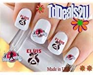 Nail Art Decals WaterSlide Nail Transfers Stickers 40pc Elvis #4 The King Singer Hairdo Character Nail Decals - Salon Quality! DIY Nail Accessories