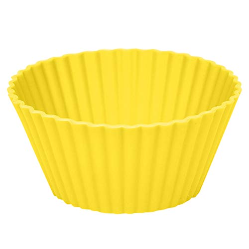 Witspace 6pcs Silicone Round Muffin/Cake/ Waffle Cupcake, Silicone Baking Molds for Party/Holiday/Wedding/Christmas/Halloween (Yellow)