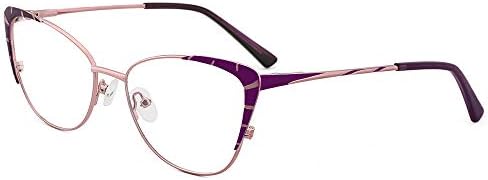 OQ CLUB Women Designer Glasses Frames,Blue Light Glass,metal Cat Eye Eyewear with Non-prescription Lens