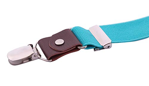 ORSKY Males' Bow Tie and Suspenders Set Adjustable Elastic 47" Teal
