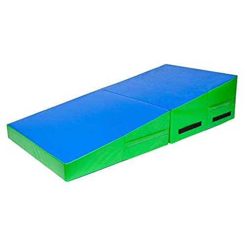 OTU 48 x 24 x 14 Estera de gimnasia trapezoidal azul y verde Gimnasia duradera Estiramiento Yoga Ejercicio Fitness Tapetes de piso