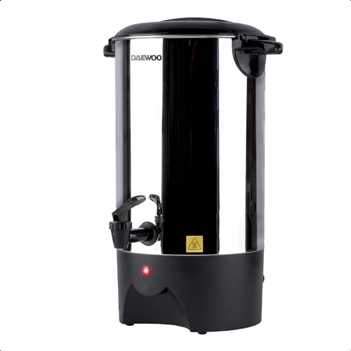 DAEWOO Cafetera eléctrica DCP-6L-40 con cap. 6L de acero inoxidable, tapa con asas y dispensador antigoteo con potencia de 1000W