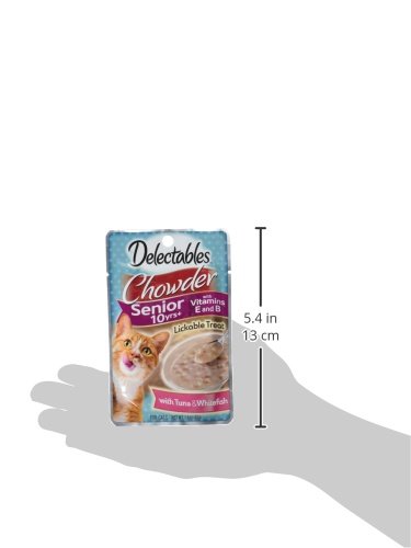 Delectables Chowder Senior 10 Years+ Lickable Wet Cat Treats - Tuna & Whitefish - 12 Pack