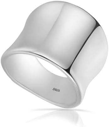 Amazon.com: HAIXIAN Classic Silver Plain Wide Band Ring,S925