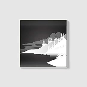 Framed Canvas Wall Art for Living Room, Bedroom Mountain Landscape Illustration XXV Canvas Prints for Home Decoration Ready to Hang - 16x16 inches