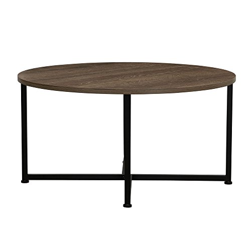 Household-Essentials-Grey-Top-Black-Frame-Ashwood-Round-Coffee-Table