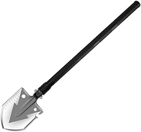Jevogh Folding Camping Shovel,JR07 Multifunctional Survival Spade Entrenching Tool with Carrying Pouch Metal Handle for Indoors and Outdoors