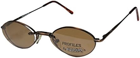 Prava 339 Mens/Womens Oval Full-rim Sunglass Lens Clip-Ons Spring Hinges Eyeglasses/Eye Glasses (48-19-140, Brown)