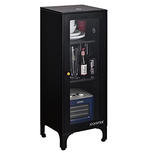 IRONMIX Home Storage with 2 Adjustable Shelves1 Acrylic Door with Alloy Handle