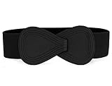 8-shaped Interlocking Buckle Stretchy Ladies Cinch Belt Black