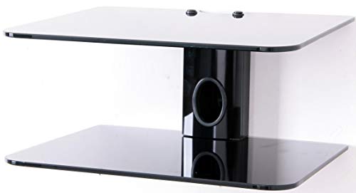 Gold Line 2 x Black Floating Shelves with Strengthened Tempered Black Glass for DVD Players/Cable Boxes/Games Consoles/TV Accessories (Renewed)