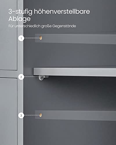 VASAGLE LHC041P36 Narrow Bathroom Cabinet Side Cabinet Chest of Drawers with 4 Drawers Cabinet Door Adjustable Shelf 30 x 55 x 82 cm Dove Grey