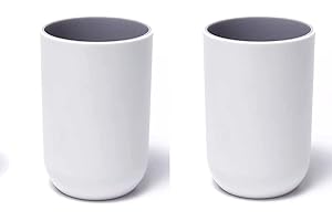 RabyLeo Unbreakable Reusable Drinking Cups Set of 2 Colors, Plastic Toothbrush Cup Tumblers 300 ml/10.5 oz, Dishwasher Safe (Light gray & Light gray)