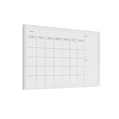 U Brands Dry Erase Calendar Board, 20 x 30 Inches, White Wood