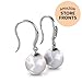Jade Marie ADMIRABLE Silver Dangle Pearl Earrings, 18k White Gold Plated Earrrings with Swarovski Crystals, Dangling Freshwater Pearl Earrings for Women