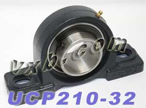 UCP210-32 Pillow Block Mounted Bearing, 2 Bolt, 2