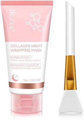 Collagen Night Wrapping Mask, Maschera al Collagene Viso Coreana Maschera Viso Peel Off per Migliorare L'elasticità Della Pelle, Idratare, Levigare eRassodare Durante la Notte
