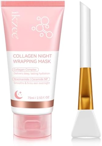Collagen Night Wrapping Mask, Maschera al Collagene Viso Coreana Maschera Viso Peel Off per Migliorare L'elasticità Della Pelle, Idratare, Levigare eRassodare Durante la Notte