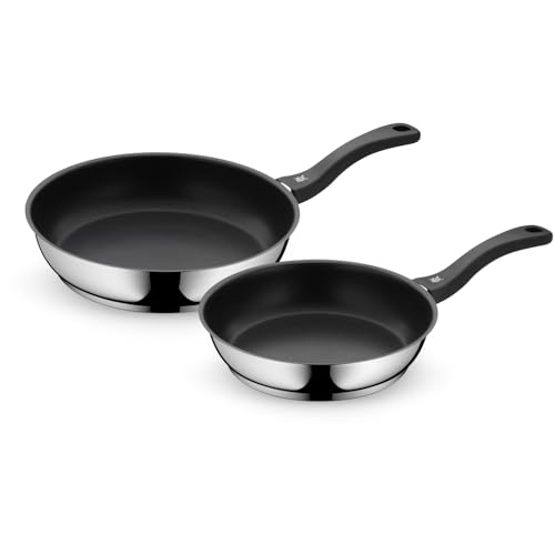 Devil Pfannenset Induktion 2-teilig – Bratpfannen 24, 28 cm – Edelstahl Cromargan Antihaft Pfannen Set, beschichtet, spülmaschinengeeignet, backofenfest, hitzebeständig und kratzfest