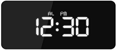 TERUTERU Digital Alarm Clock, White LED Mirror Clock, Weekday Mode Snooze, USB Charger Included,Temperature Function for Travel and Office Rectangle