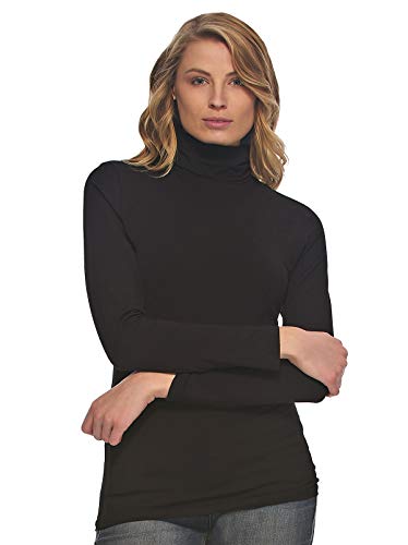 Felina | Long Sleeve Turtleneck 2-Pack | Loungewear | Sleepwear (Small, Black White)