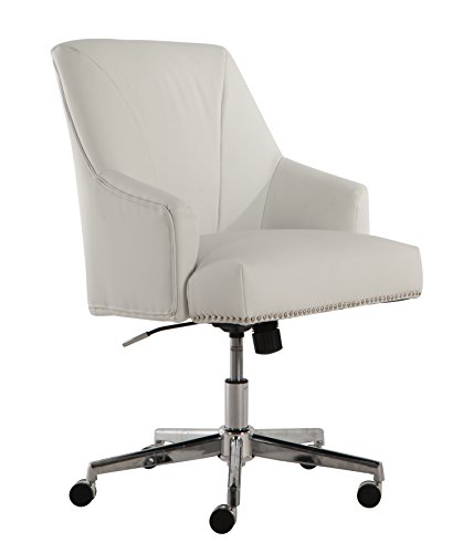 Serta Style Leighton Home Office Chair, Bonded Leather, White