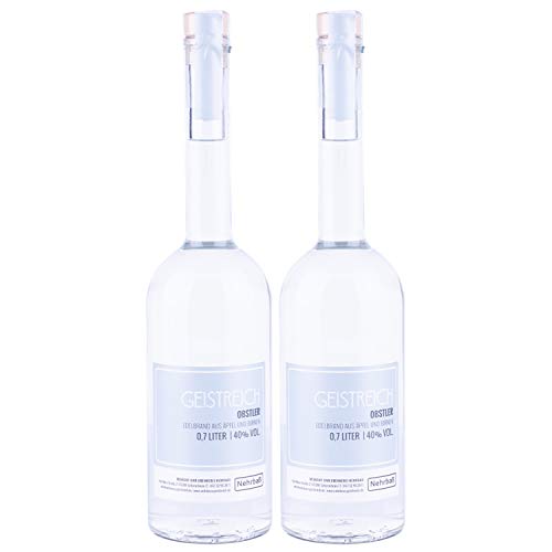 Nehrbaß - 2er Set Obstler aus Äpfeln und Birnen 0,7 Liter - Premium Edelbrand Obstbrand 40% Vol. - Birne & Apfel Schnaps…