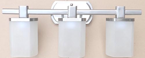 Bathroom Vanity Light by HOMEnhancements in Brushed Nickel with Frosted Glass VS550 3 Light, GU24 for CFL or LED bulbs, Transitional Best Collection