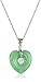 Amazon Collection Rhodium-Plated Sterling Silver Jade Heart with Asian Script