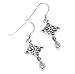 Sterling Silver Four-Point Celtic Knot North Star Earrings with Rainbow Moonstone Teardrops