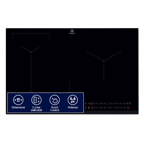 Electrolux LIL83443 Induction Hob Bridge 80 cm, Hob2Hood® Technology and Bridge Function