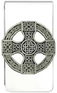 'Celtic Cross Shield' Pewter Charm Silver Tone Money Clip