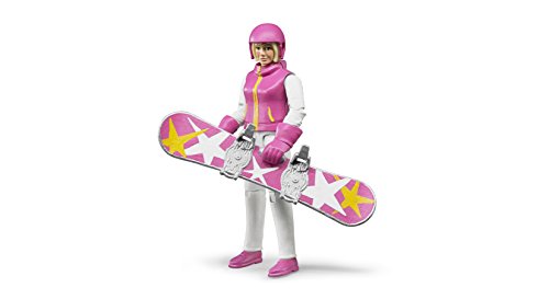 bruder 60420 - Snowboardfahrerin mit Snowboard, Helm, Handschuhen - 1:16 Winter Sportlerin bworld Figur Spielzeug Skifahrer Frau – Bild 3
