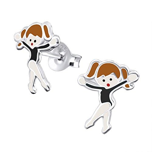 Ballet Dancer Cheerleader Girl Earrings 925 Sterling Silver