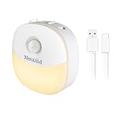 Newild Rechargeable LED Night Light, Adjustable Brightness Warm White nightlight for Kids, Motion Sensor for Hallway, Kitchen, Bathroom, Bedroom, Stairs, Li-Polymer Battery,