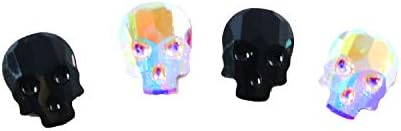 Swarovski 2856 Skull Flatback 10x7.5mm w/ 2 colors-Crystal AB and Jet (Pack of 4)